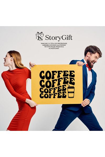 StoryGift Romania Sticker Adeziv 90CM Exterior pentru cei care consuma cafea foarte des , Vinyl Negru, 90 cm