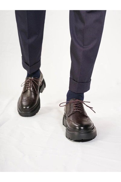 TETRİ Laurel Model Genuine Leather Handmade Men's Brown Casual Shoes