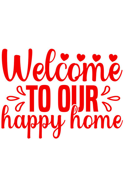 StoryGift Romania Sticker Adeziv 90CM Exterior cu inimioare si mesajul "Welcome to our happy home" - bun-venit i