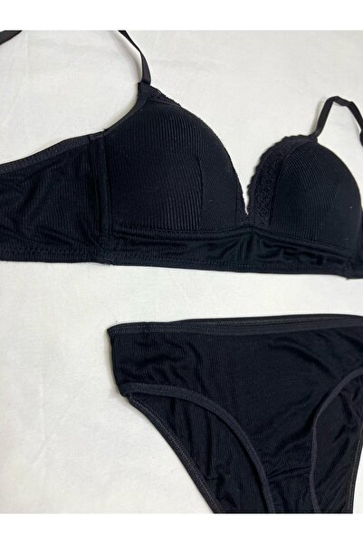 GIONA Lace Women's Ribbed Bra and Panty Set