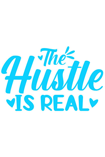 StoryGift Romania Sticker Autocolant 30CM Exterior cu inimioare si textul "The hustle is real" - munca este real