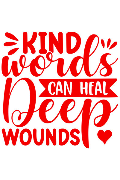 StoryGift Romania Sticker Exterior cu inimioara si mesajul "Kind words can heal deep wounds" - cuvintele bun