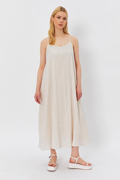 JANES Довга сукня з підвісками - Натур