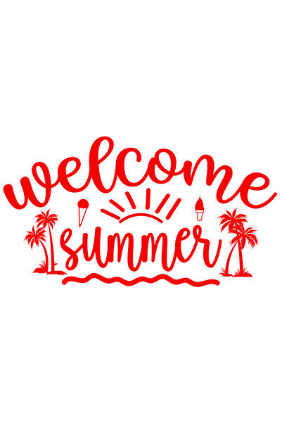 StoryGift Romania Sticker Autocolant 30CM Exterior cu textul in engleza "Welcome, summer" - bun-venit vara soare