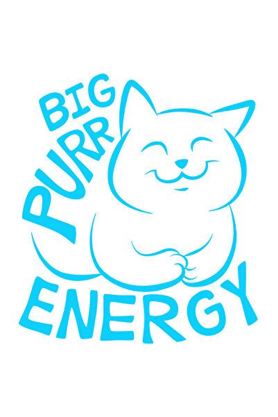 StoryGift Romania Sticker Autocolant 30CM Exterior cu o pisica si textul "Big purr energy" - multa energie anima