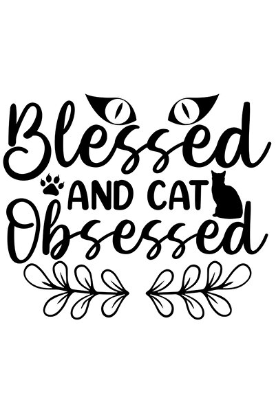 StoryGift Romania Sticker Exterior pentru iubitorii de pisici cu mesajul in engleza "Blessed and cat obsesse