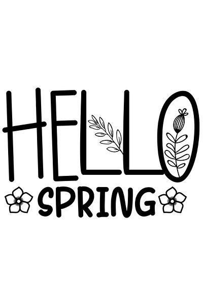 StoryGift Romania Sticker Eticheta 50CM Exterior cu floricele si cu mesajul in limba engleza "Hello, spring" - s