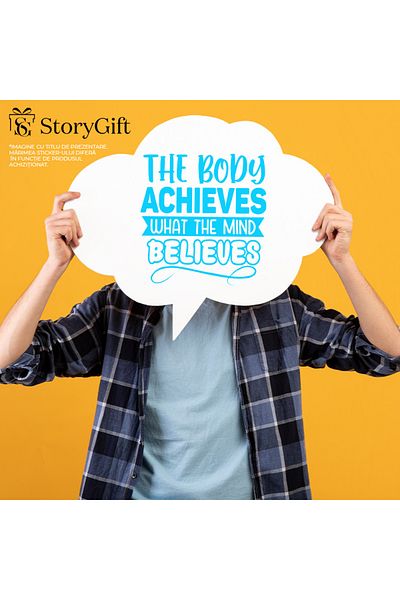 StoryGift Romania Sticker Autocolant 30CM Exterior cu mesaj motivational "Corpul realizeaza ceea ce mintea crede