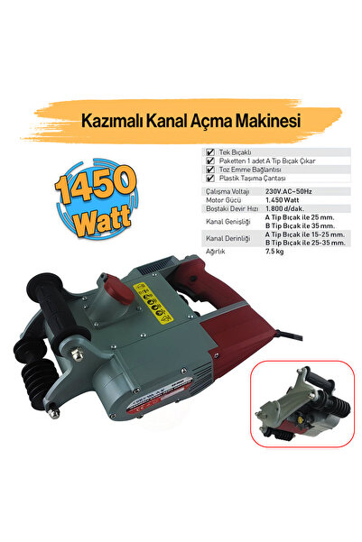 Euromax Elektrikli EX-75121 Kazımalı Tozsuz Duvar Kanal Açma Kesme Makinesi 1...