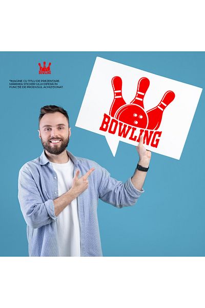 StoryGift Romania Sticker Autocolant 70CM Exterior pentru cei care joaca bowling - popice , Vinyl Rosu, 70 cm
