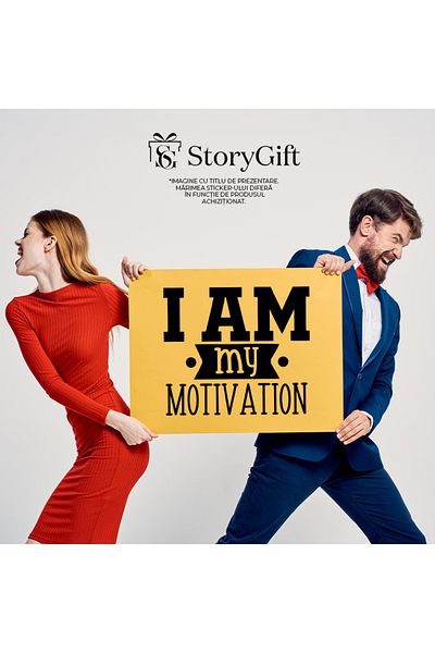 StoryGift Romania Sticker Autocolant 70CM Exterior cu mesajul in limba engleza "I am my motivation" - eu sunt mo