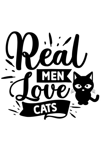 StoryGift Romania Sticker Autocolant 30CM Exterior cu mesajul "Real men love cats" - barbatii adevarati iubesc p