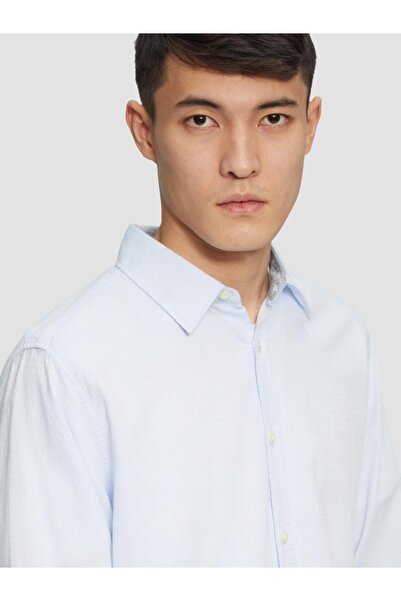 s.Oliver Cămașă bărbătească cu mânecă lungă, din bumbac, croială regulată, albastru deschis, mărimea M