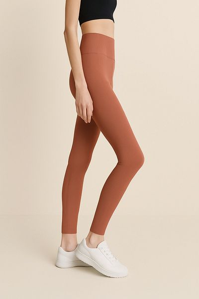 HNX High Waist Recovery Ribbed Ribbed Sports Women's Leggings |   Tile