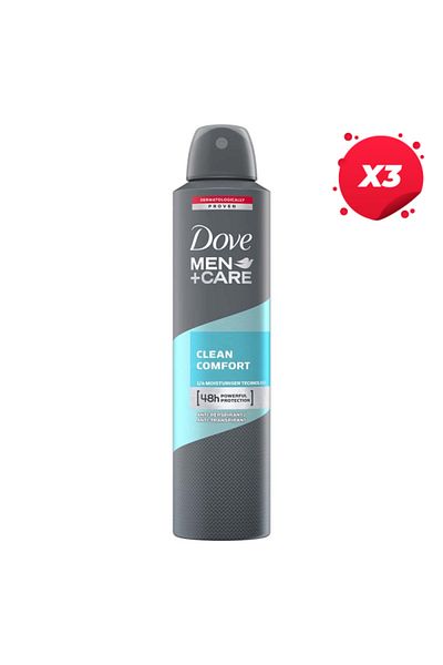 Dove X3 - DOVE ANTIPERSPIRANT DEO 250ML MEN CARE CLEAN COMFORT