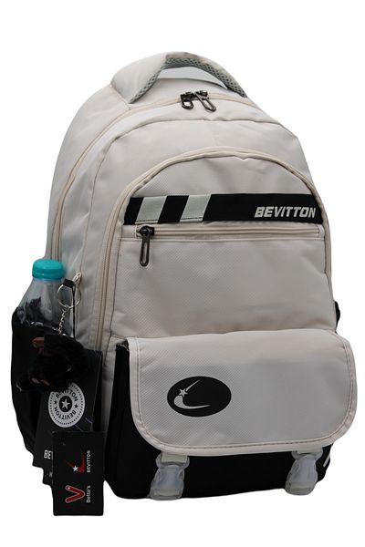 Bevitton Bvt-34300 Σχολική τσάντα Αδιάβροχη Ειδική Υφασμάτινη Σχολική Τσάντα Μπεζ-μαύρο