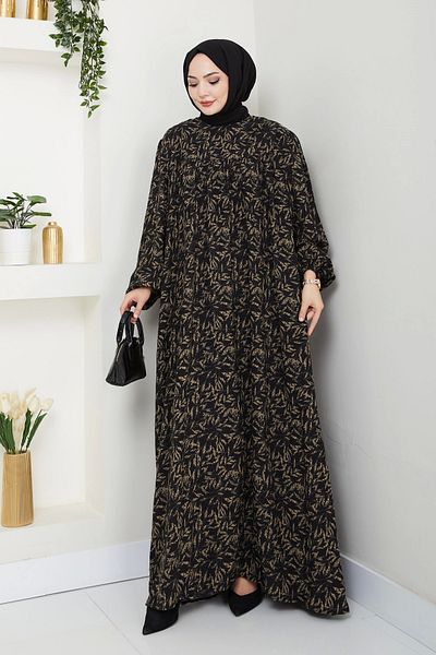 Moda MSK Μοντέρνο και άνετο φόρεμα μεγάλου μεγέθους βισκόζης μαμάς με πέτρα