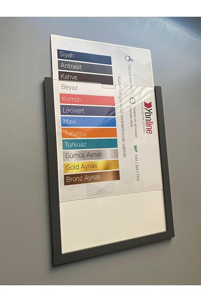 Yönline A4 Anthracite Document Frame Easy to Change Self-Adhesive Wall and Door Type Foil Holder