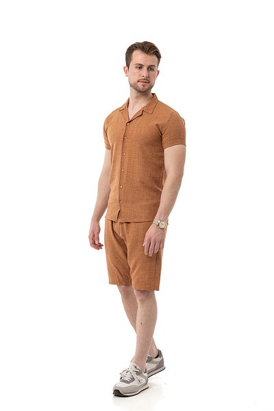 monox Men's Mechanical Linen Shirt Shorts Suit