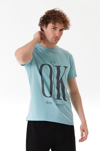 Fulla Moda Μπλουζάκι με λαιμόκοψη με στάμπα It`s Ok