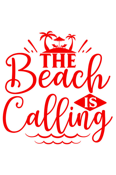 StoryGift Romania Sticker Autocolant 70CM Exterior cu palmieri si mesajul "The beach is calling" - plaja te stri