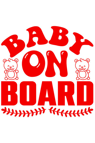 StoryGift Romania Sticker Exterior cu ursuleti si cu mesajul "Baby on board" copil la bord , Vinyl Rosu, 30