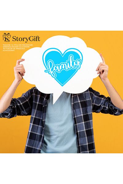 StoryGift Romania Sticker Eticheta 40CM Exterior cu inimioara pentru cei care isi iubesc foarte mult familiile ,
