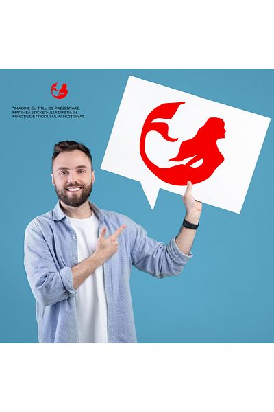 StoryGift Romania Sticker Eticheta 40CM Exterior cu o sirena pentru fetite , Vinyl Rosu, 40 cm