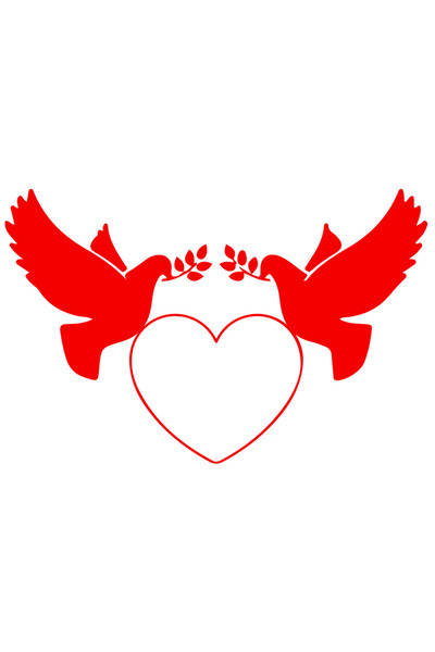 StoryGift Romania Sticker Eticheta 50CM Exterior cu 2 porumbei si cu o inimio...