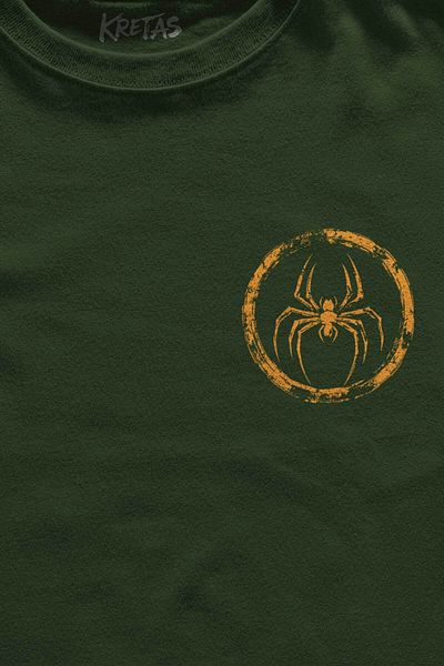 Kretas Μπλουζάκι Unisex Χακί Spider Spider Spiderman Animal Gym Sportswear Μίνιμαλ μπλουζάκι με στάμπα μπροστά