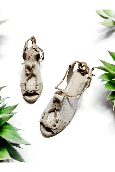 GokceKundura06 Sandale elegante de vară din paie cu vârf deschis și legat cu frânghie