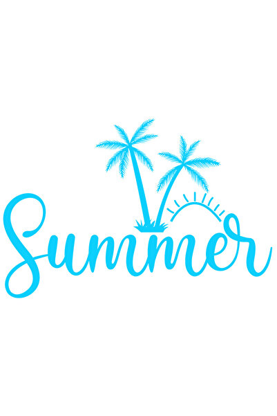 StoryGift Romania Sticker Exterior cu palmieri si soare cu cuvantul "Summer" - vara caldura plaja , Vinyl Al