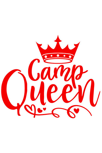 StoryGift Romania Sticker Autocolant 30CM Exterior cu o coroana regala si textul "Camp queen" - regina taberei ,