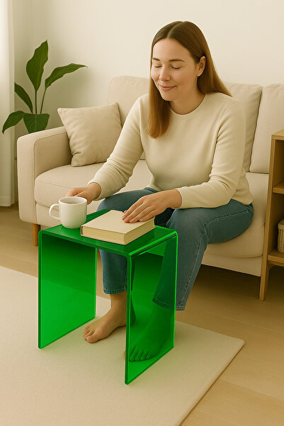 Pleksi Marketi PLEKSİ SEHPA YESİL RENK TEKLİ Zigon Sehpa