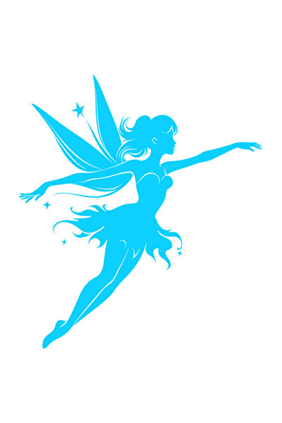 StoryGift Romania Sticker Adeziv 90CM Exterior cu o zana din povesti - magie , Vinyl Albastru, 90 cm