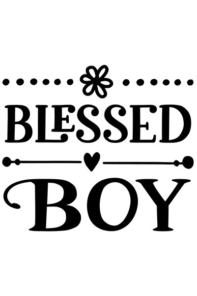 StoryGift Romania Sticker Exterior cu o inimioara si textul "Blessed boy" - baietel binecuvantat , Vinyl Neg