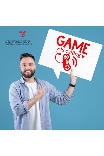 StoryGift Romania Sticker Exterior cu o inimioara si un controller cu textul "Game is calling" - jocul ma ch