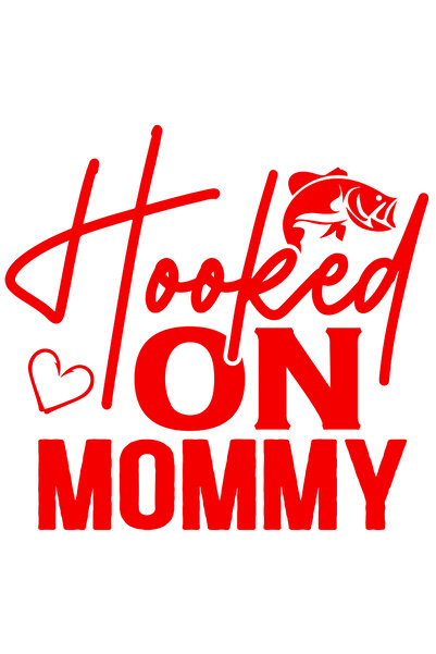 StoryGift Romania Sticker Adeziv 90CM Exterior cu inimioara si un peste cu mesajul "Hooked on mommy" - agatat de