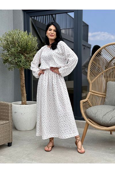 RAMONA BADESCU EXCLUSIVE Long Pink Dress Made of 100% Cotton – Light and Airy White Cherry