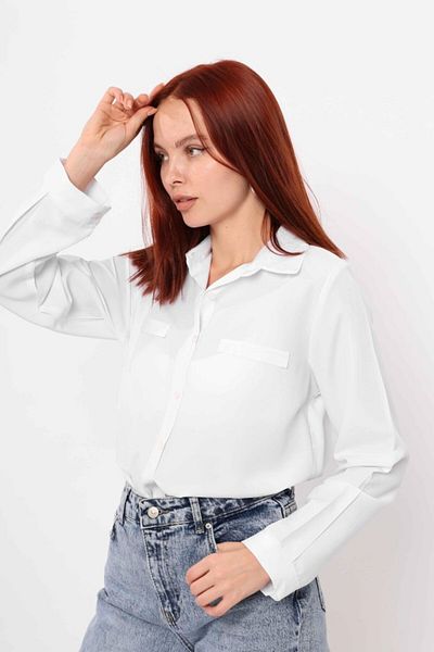 modaserdem Long Sleeve Shirt with Pockets - White