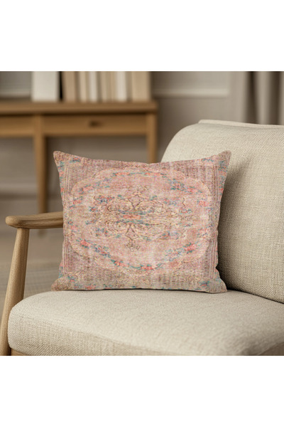 TURKISHRUG KINGDOM مربع وسادة خمر منقوشة ملونة