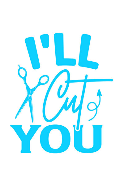 StoryGift Romania Sticker Adeziv 90CM Exterior cu foarfeca pentru frizeri cu mesajul "I'll cut you" - te voi tun