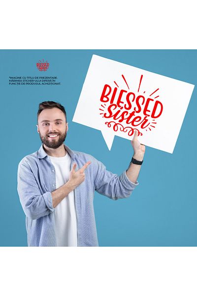 StoryGift Romania Sticker Adeziv 90CM Exterior pentru o sora binecuvantata si iubita , Vinyl Rosu, 90 cm