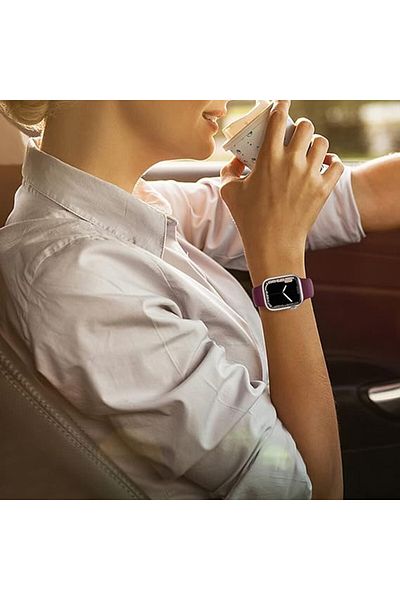chinbersky Set de două curele pentru Apple Watch Chinbersky, silicon, violet/albastru, 42/44/45 mm