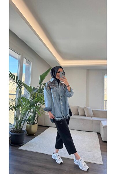 Suede Style 5295- Жіноча джинсова куртка з вишивкою