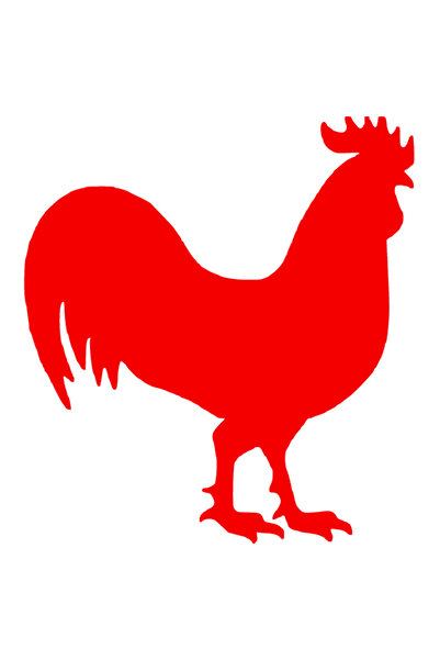 StoryGift Romania Sticker Autocolant 70CM Exterior cu un cocos - pasare are grija de gaini , Vinyl Rosu, 70 cm