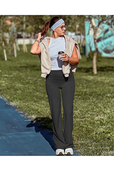 CEGEB Kadın Siyah Yüksek Beel Toparlayıcı İspanyol Paça Tayt Bootcut