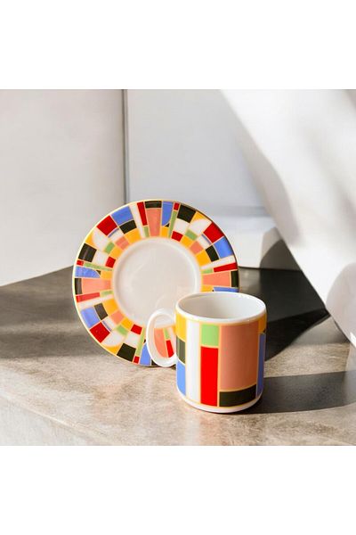 qtahya homes queen of kütahya Colors in the Window Coffee Cup Set 12 Pieces Porcelain for 6 People