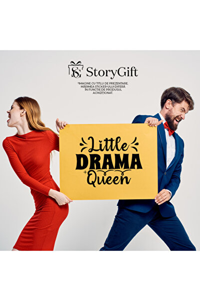 StoryGift Romania Sticker Eticheta 50CM Exterior cu textul in engleza "Little drama queen" - regina micuta a dra