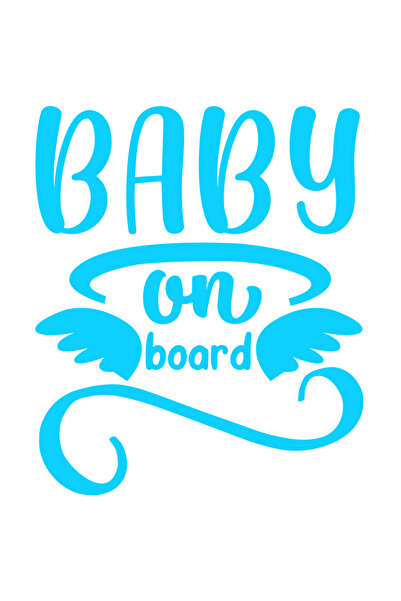 StoryGift Romania Sticker Exterior cu aripi si textul "Baby on board" - bebelus la bord masina copilarie , V